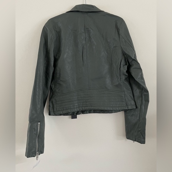 BlankNYC | Faux Vegan Leather Biker Jacket | Dark Grey/Green | Women’s XL - Picture 5 of 5